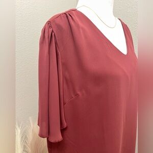 Zenana - Brick Waterfall Sleeve Office Work Blouse